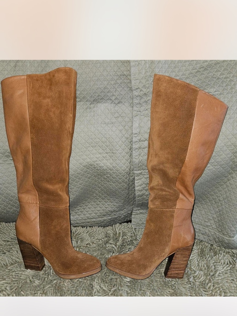 ALDO Zetta-38 Brown Suede & Leather Knee-High Block Heel Boots – EU 38 us 7/12 - Picture 7 of 7